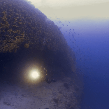 Diver at Cave Entrance